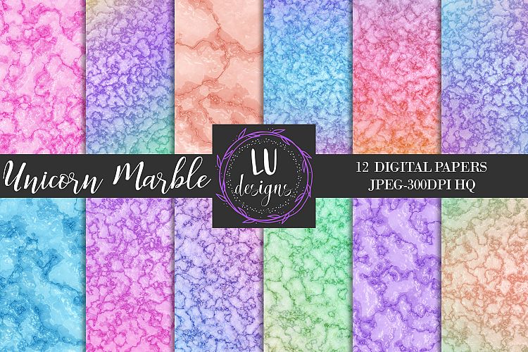 Unicorn Marble Digital Paper Pack