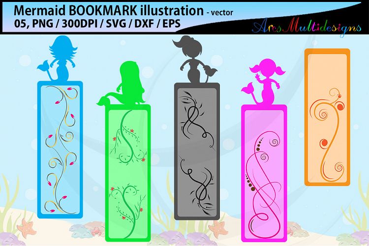 Mermaid bookmark clipart illustration / water girls bookmark / mermaid vector bookmark / mermaid / EPS / PNG / SVG / DXf