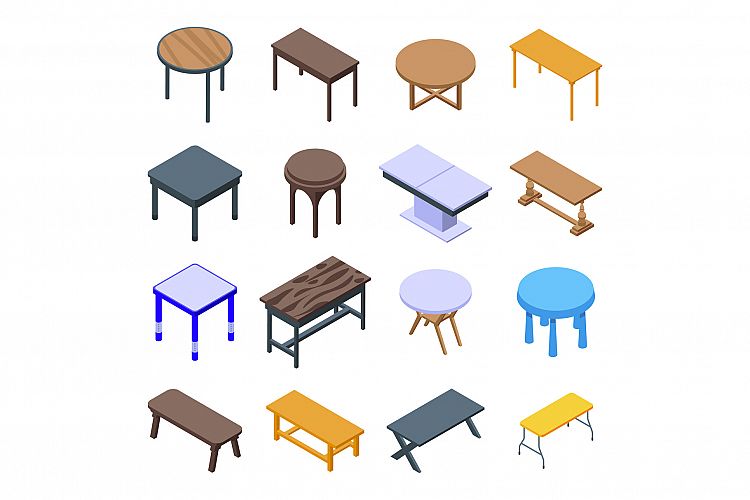 Table icons set, isometric style example image 1