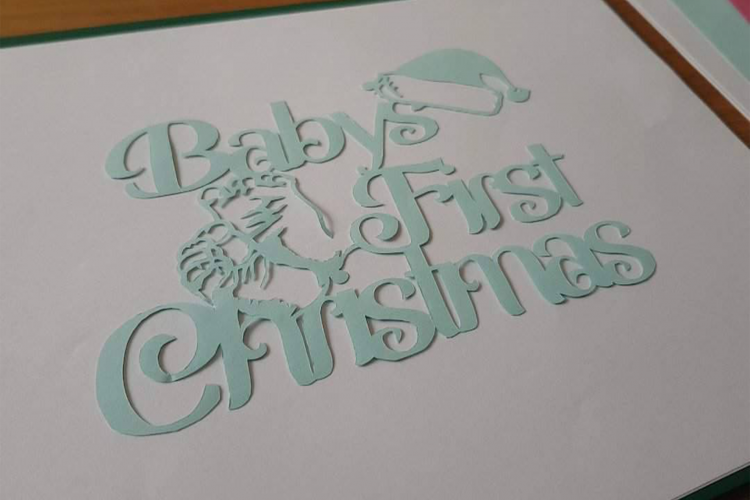 Babys First Christmas Papercutting Template