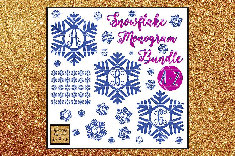 Snowflake Svg, Snowflake Monogram Svg, Snowflake Bundle Svg