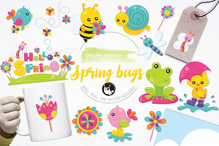 Spring Bugs graphics and illustrations
