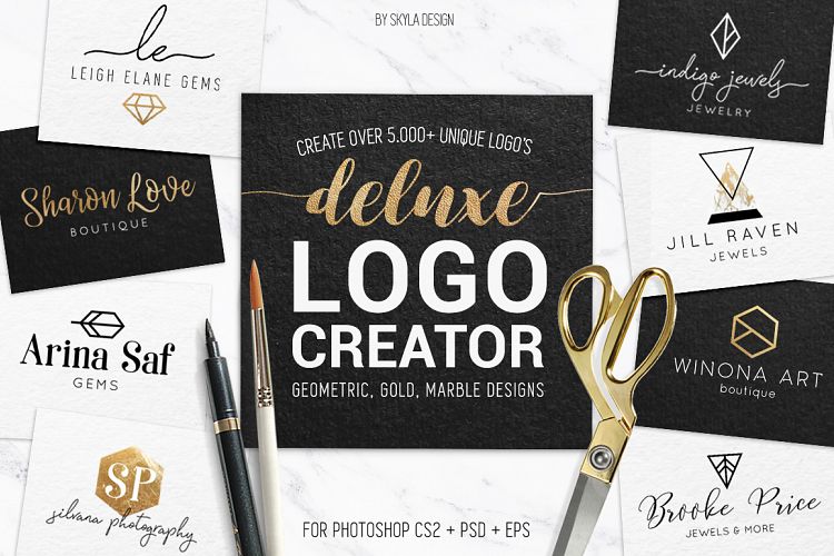 Deluxe Logo Creator Kit for Photoshop with ready made templates