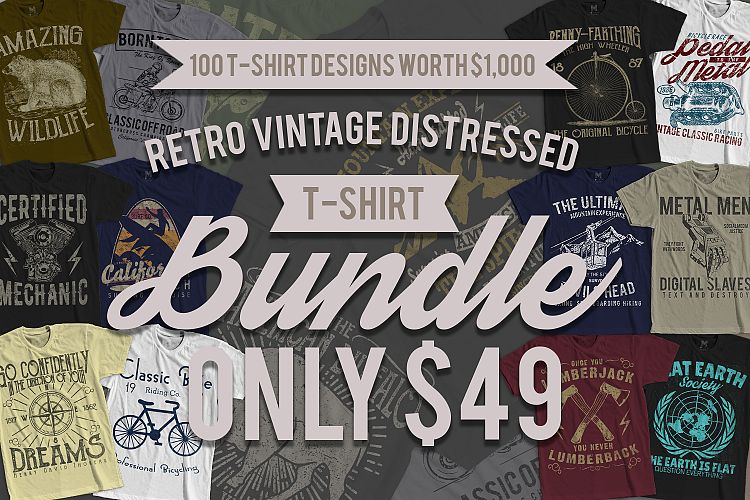 100 Retro Vintage T-Shirt Designs