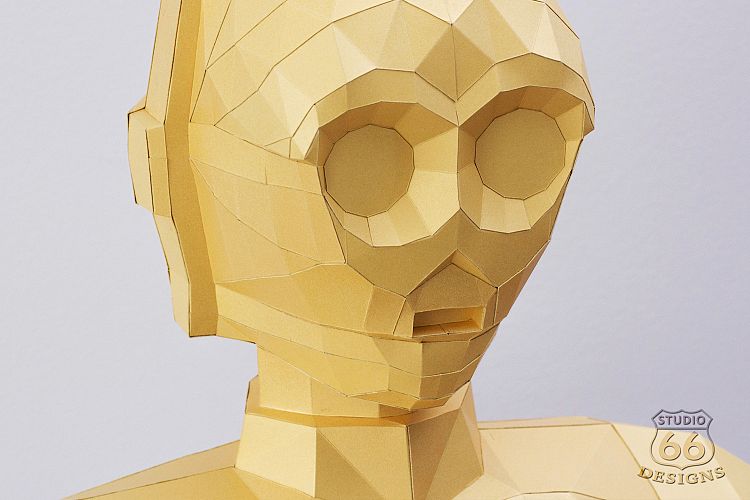 Papercraft Star Wars, C3PO Statue, Papercraft C3PO sculpture
