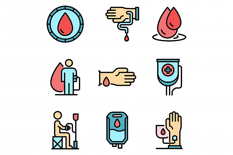 Blood transfusion icons vector flat example image 1