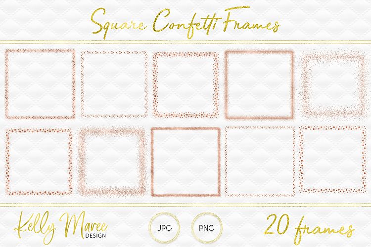 Rose Gold Square Confetti Frames