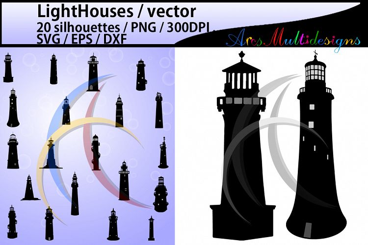 LightHouses silhouette SVG / EPS / PNG / DXf / LightHouse / LightHouses