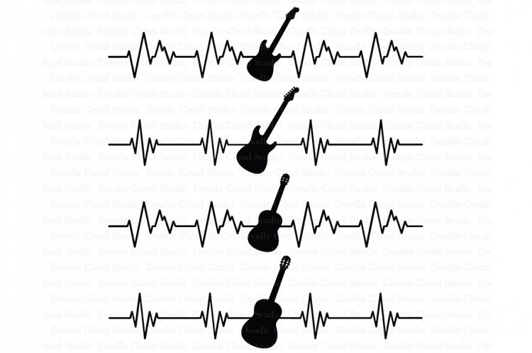 Heartbeat Electric & Acoustic Guitar SVG files for Silhouette Cameo and Cricut.