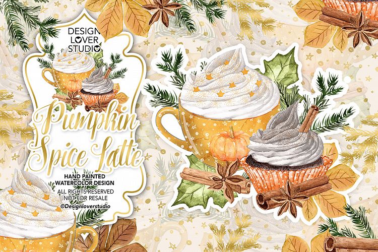 Watercolor Pumpkin Spice Latte design