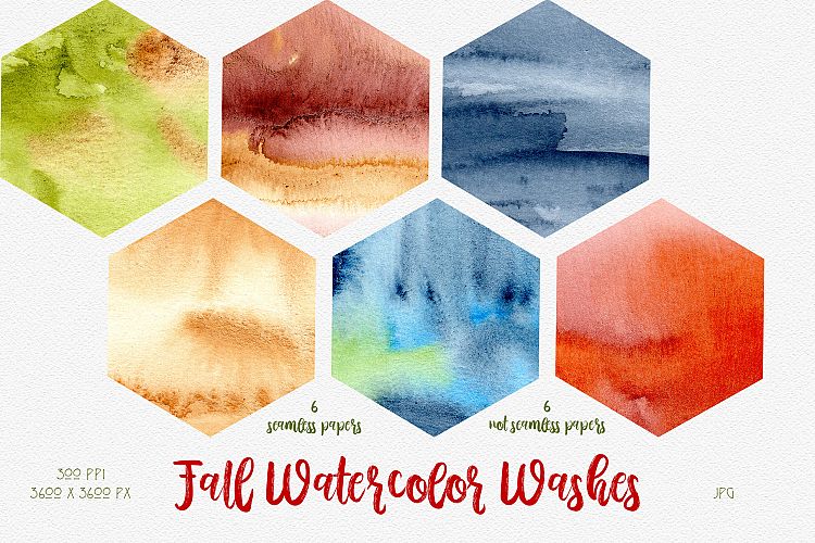 Fall Watercolor Textures, Watercolor Backgrounds