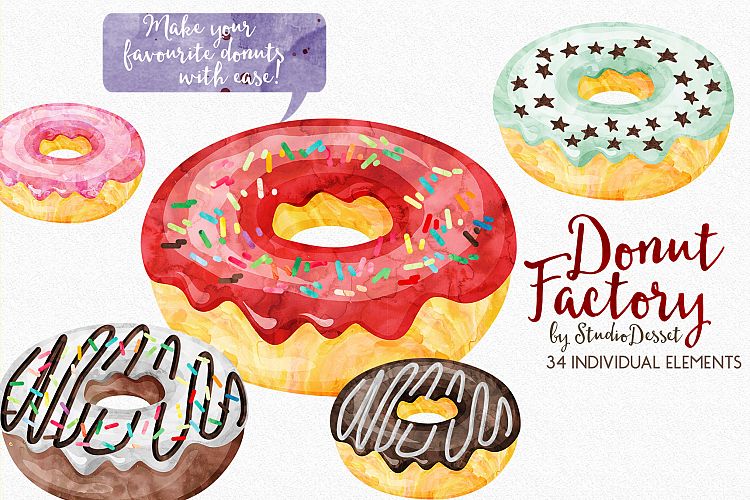 Donut Watercolor Illustrations