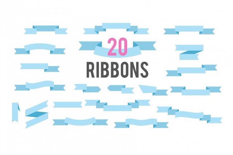 Flat Ribbons Vector Banners Isolated On White Background