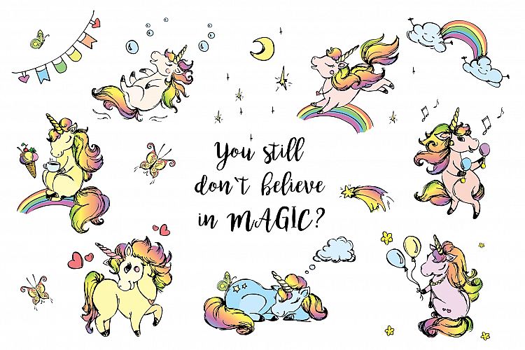 Big set - cute unicorns