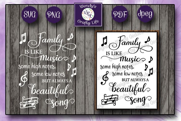 Download Family music wall quote - SVG - PNG - PDF - 2 Jpeg files ...