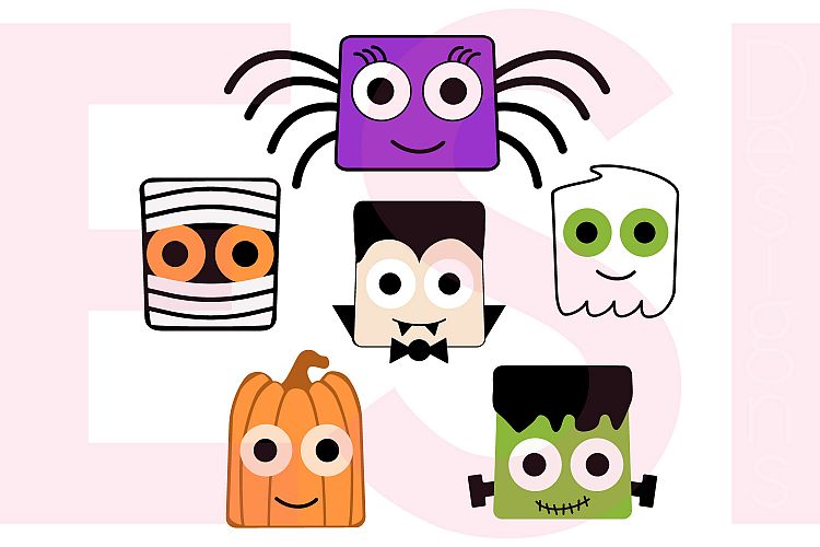 Download Free Svgs Download Halloween Square Heads Character Design Set Free Design Resources