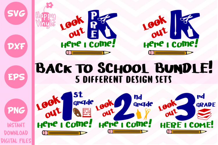 Back To School Bundle SVG 5 Different Design Sets