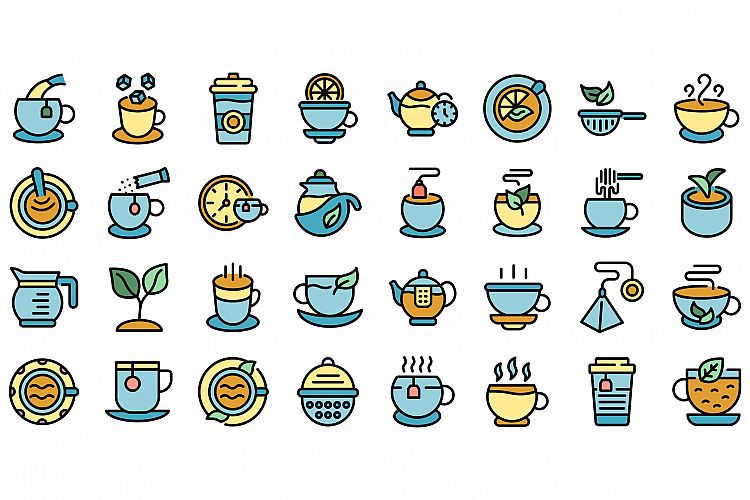 Tea icons set vector flat example image 1