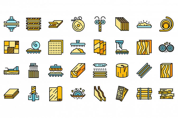 Plywood icons set vector flat example image 1