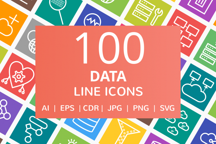 100 Data Line Multicolor B/G Icons