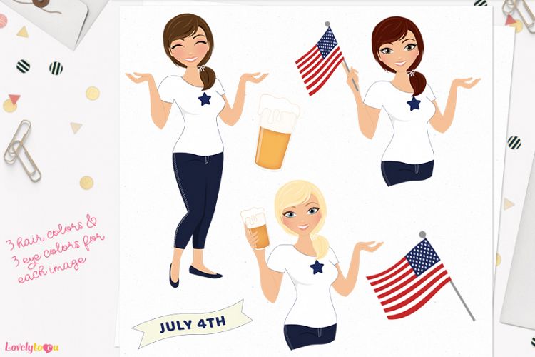 Woman American character clip art (L271 Georgia)