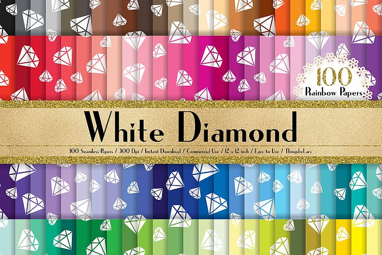 100 Seamless White Diamond Pattern Digital Papers