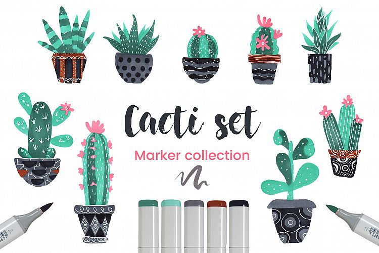 Cactuses Set, Marker Collection