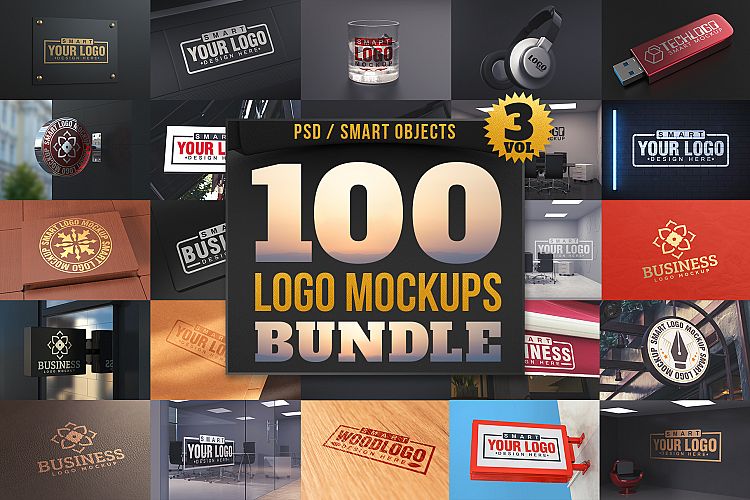 100 Logo Mockups Bundle Vol.3