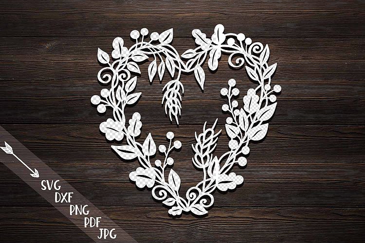 Harvest Thanksgiving heart wreath paper machine cut svg pdf