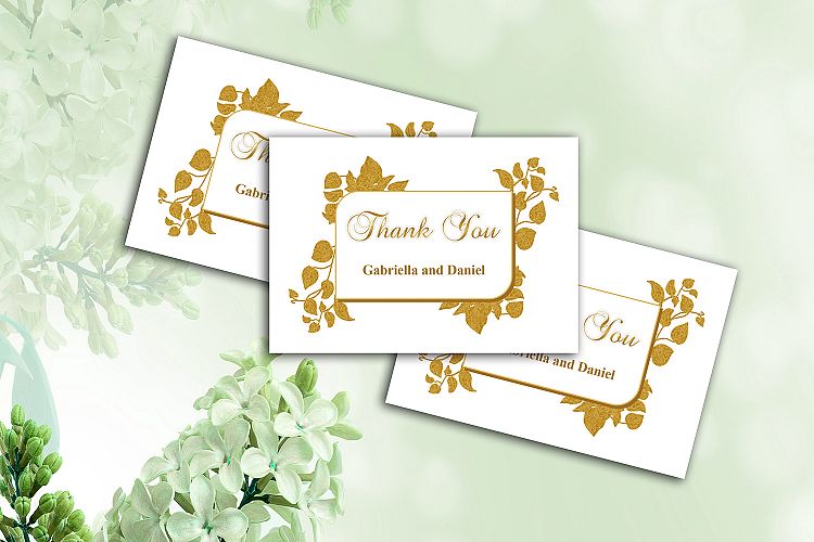 Gold Thank You Card Template, instan download, DAD_09