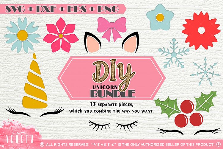 DIY Unicorn | BUNDLE - 13 separate Designs | SVG DXF EPS PNG