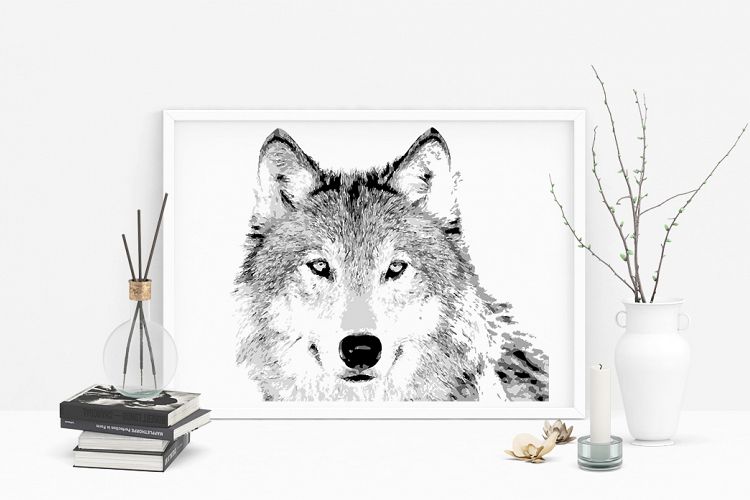 Hand drawn wild Wolf