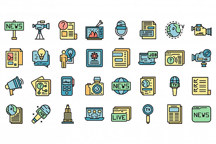 Reportage icons set vector flat example image 1