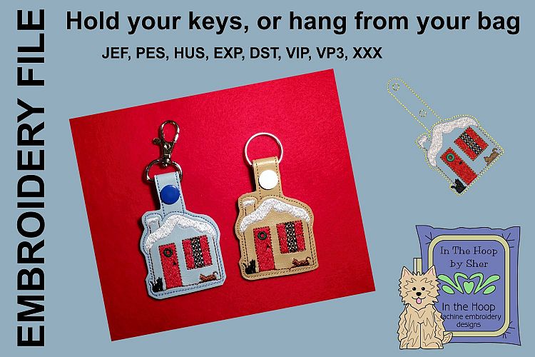 ITH Christmas House Key Fob - Embroidery Design