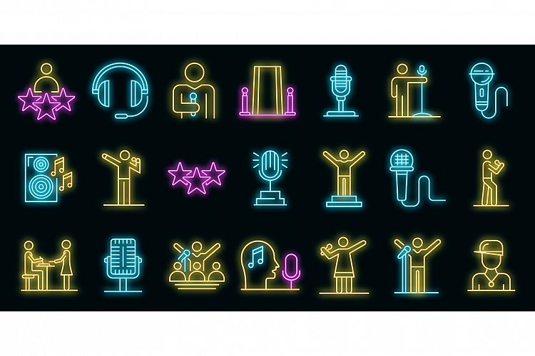 Singer icons set vector neon example image 1