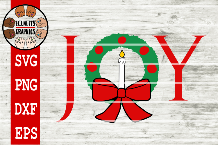 Joy Christmas wreath with candle SVG | DXF | EPS | PNG