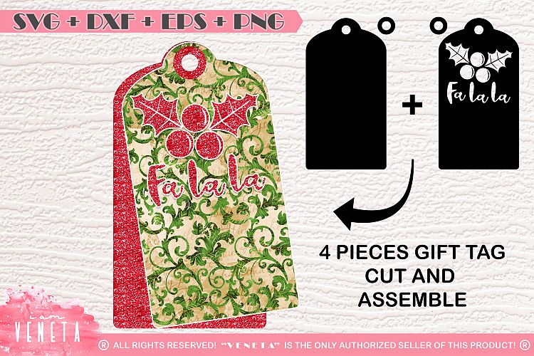 Fa la la | Christmas | Gift tags | SVG, DXF, EPS |Cut File
