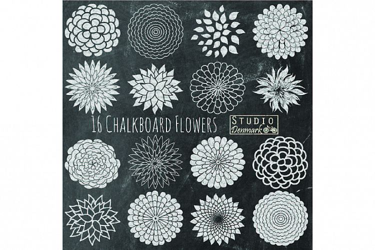 Chalk Flowers Clipart - Chalkboard Flowers