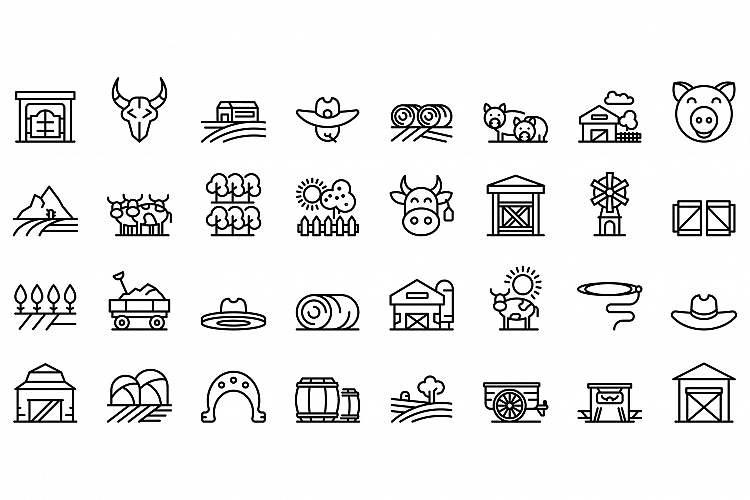 Ranch icons set, outline style example image 1