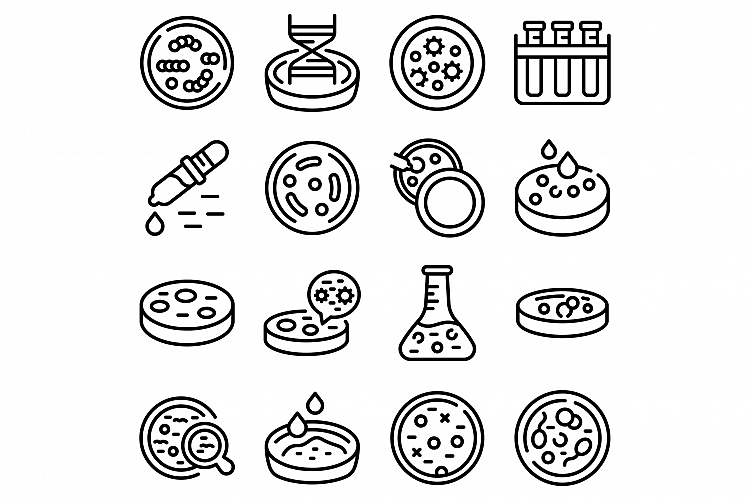 Petri dish icons set, outline style example image 1