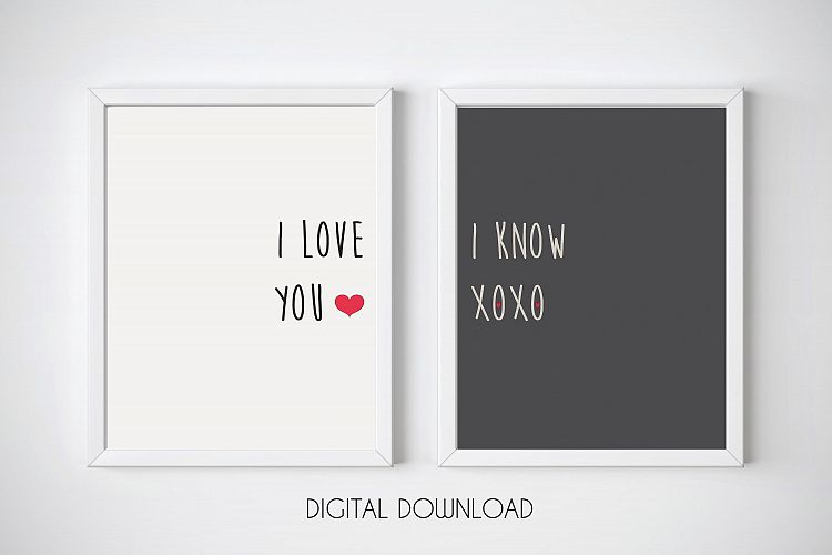 Monochrome Wall Art, I Love You I Know Print, Typography Art