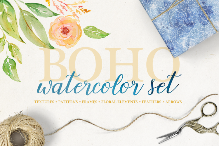 Boho watercolor set