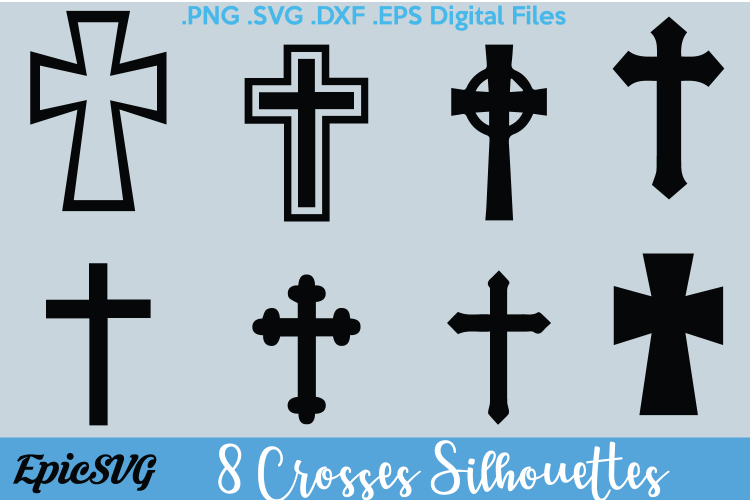 Religion Crosses | .SVG .DXF | Vector Clipart Silhouette Digital Download Cricut Religious Symbols