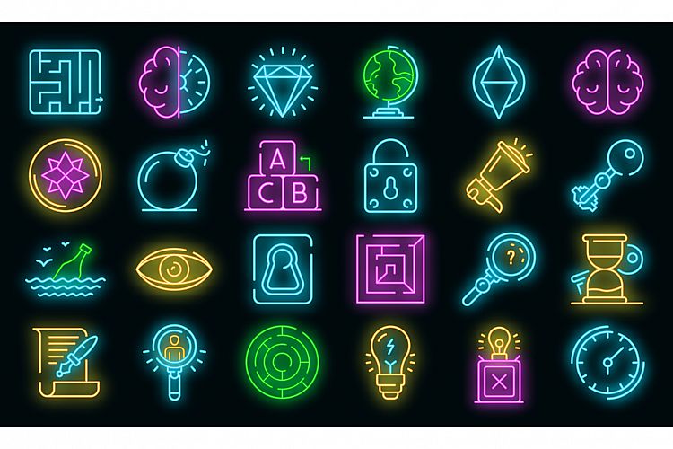 Quest icons set vector neon example image 1