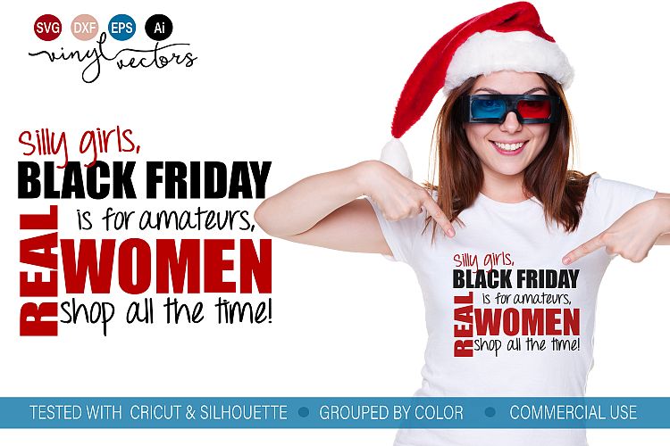 Silly Girls Black Friday DXF SVG Cut File