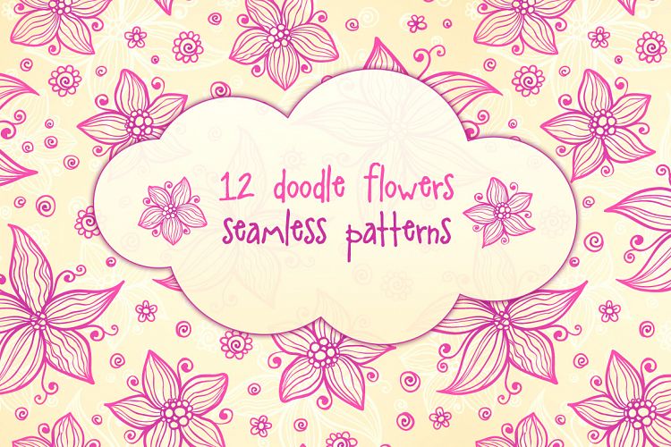 12 vector flowers seamless patterns
