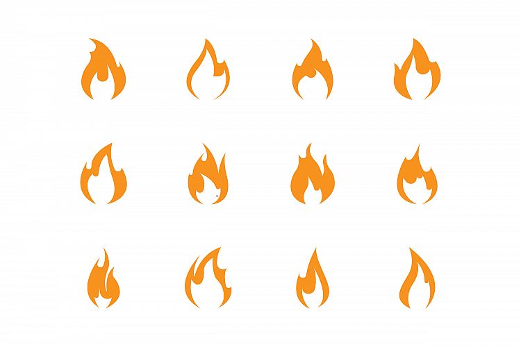 Vector logo set with fire vector symbols.