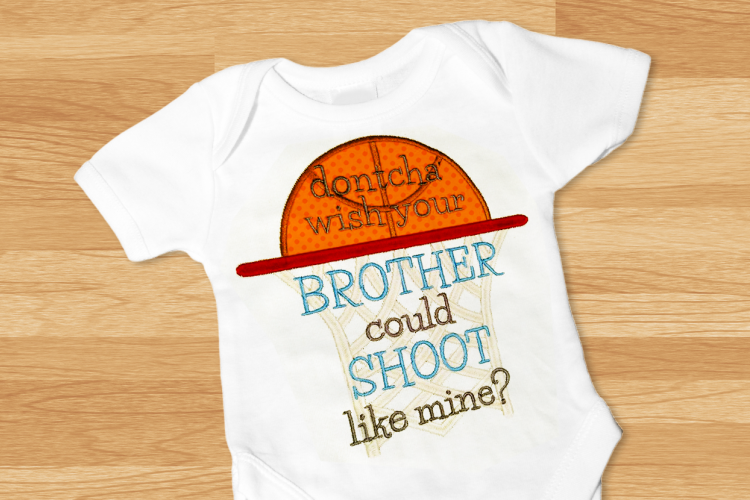 Basketball Brother Applique Embroidery Design