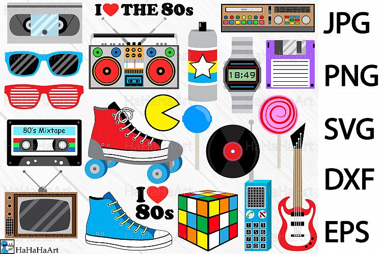 I Love The 80s Designs - Clip art / Cutting Files 98c