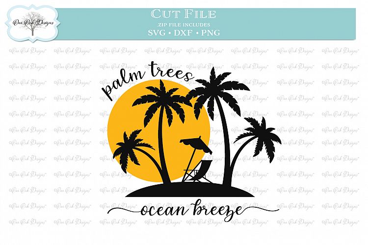 Palm Trees Ocean Breeze SVG DXF PNG